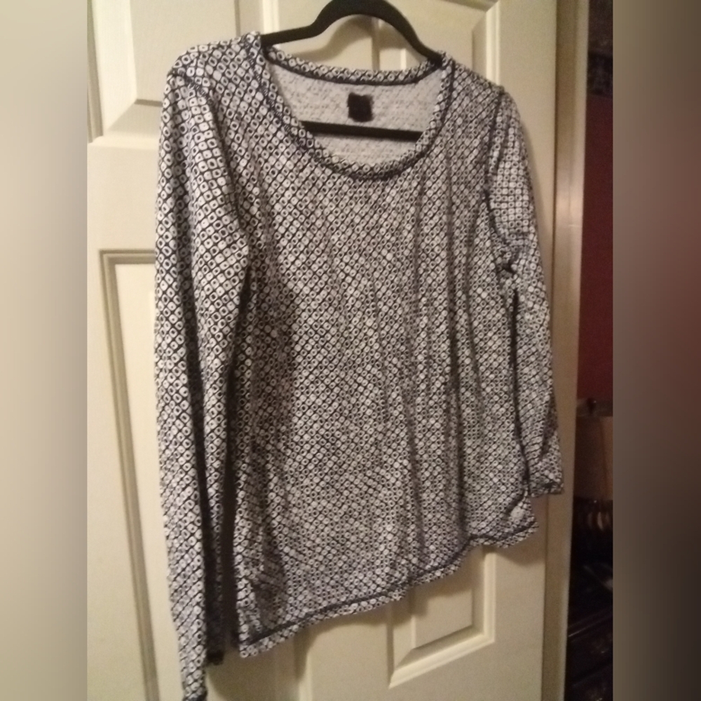T by Talbots - Ruched Scoop Neck  - Navy Diamond Geo